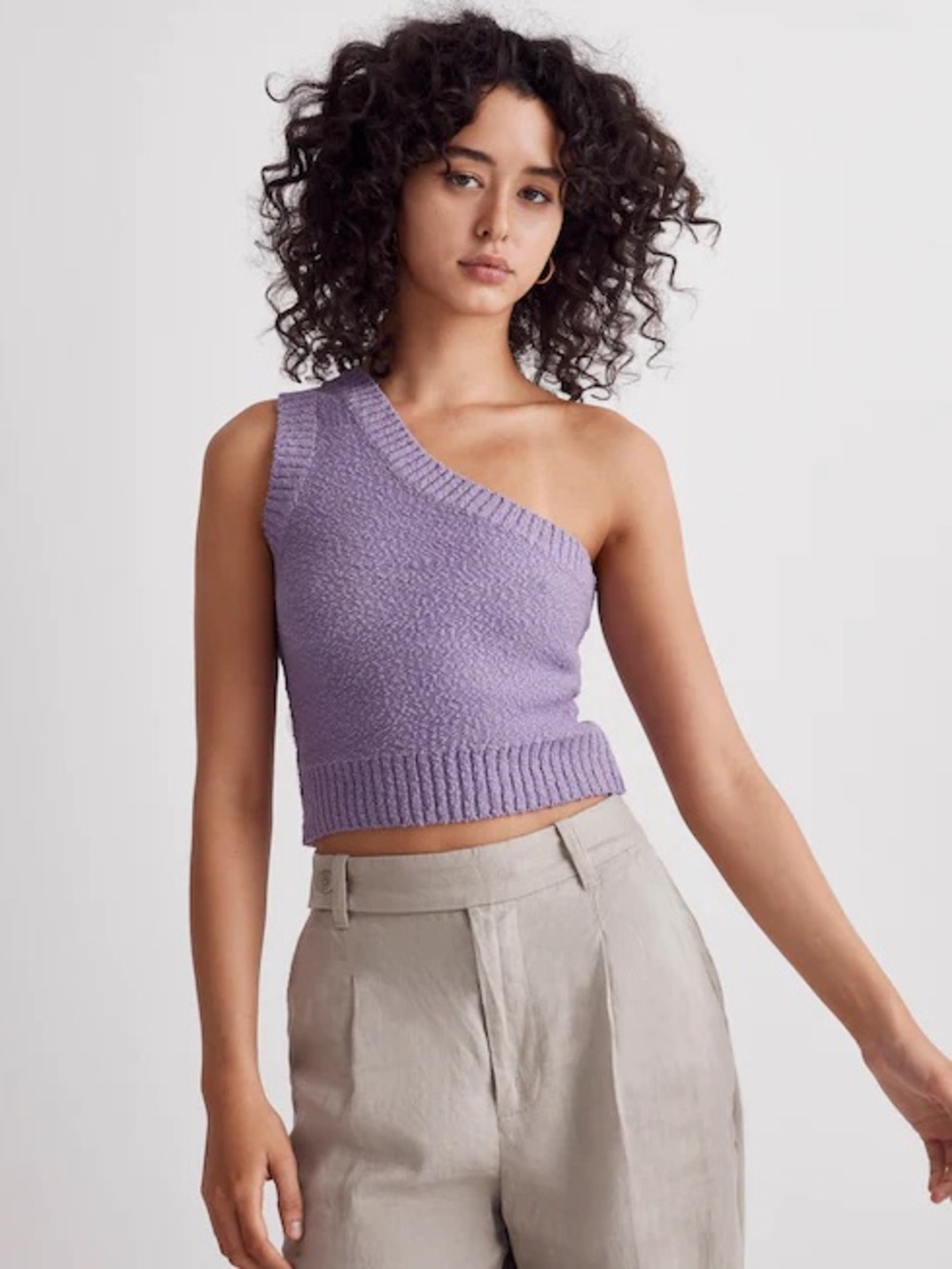 Madewell Textural Knit One Shoulder Sweater Tank, Aster Bloom (Purple) – Medium